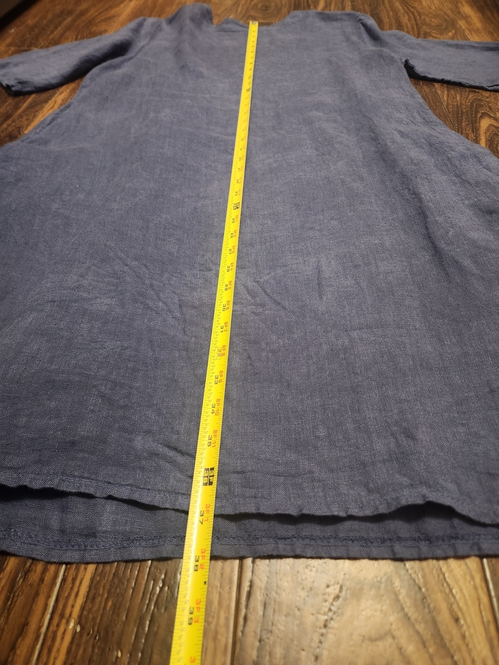 WoolOvers 100% Linen Relaxed Tunic Pocket Dress Blue Size 8 EUC - Picture 5 of 10